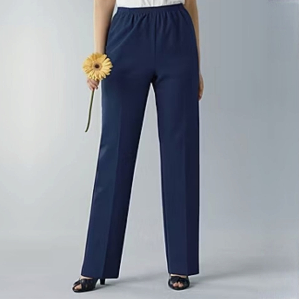 Alfred Dunner Blue Straight Leg Courdory Pants Size 16P